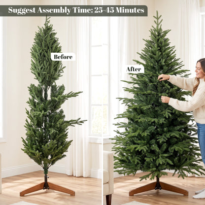 180 cm Artificial Christmas Tree Solid Pine Wood Stand, Green