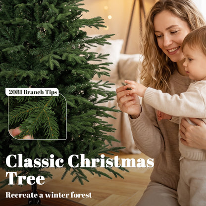 180 cm Artificial Christmas Tree Solid Pine Wood Stand, Green