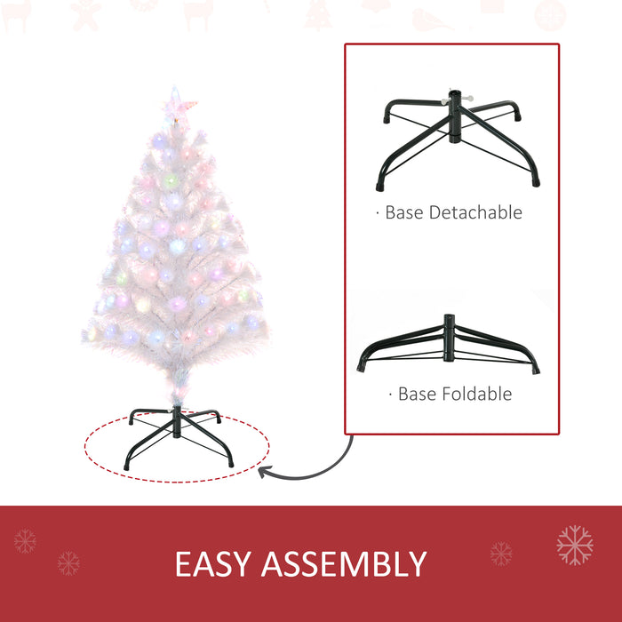 3 Feet Prelit Artificial Christmas Tree with Fiber Optic LED Light, Holiday Home Xmas Decoration, White