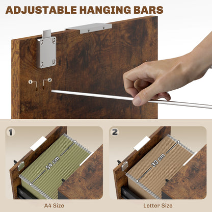 2 Drawer Filing Cabinet with Adjustable Hanging Bars for A4 and Letter