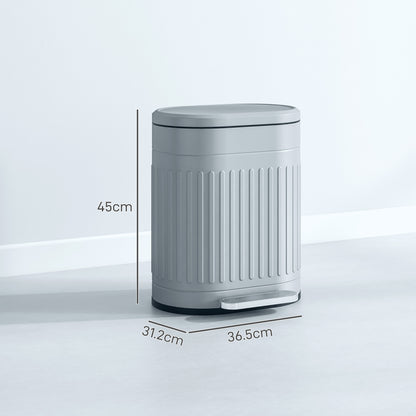 20L Pedal Bin, Metal Kitchen Bin with Soft-close Lid, Grey