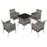 Outdoor Dining Set 5 Pieces Patio Conservatory with Tempered Glass Tabletop, 4 Dining Armchairs - Grey