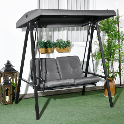 2 Seater Garden Outdoor Swing Chair Hammock w/ Adjustable Canopy