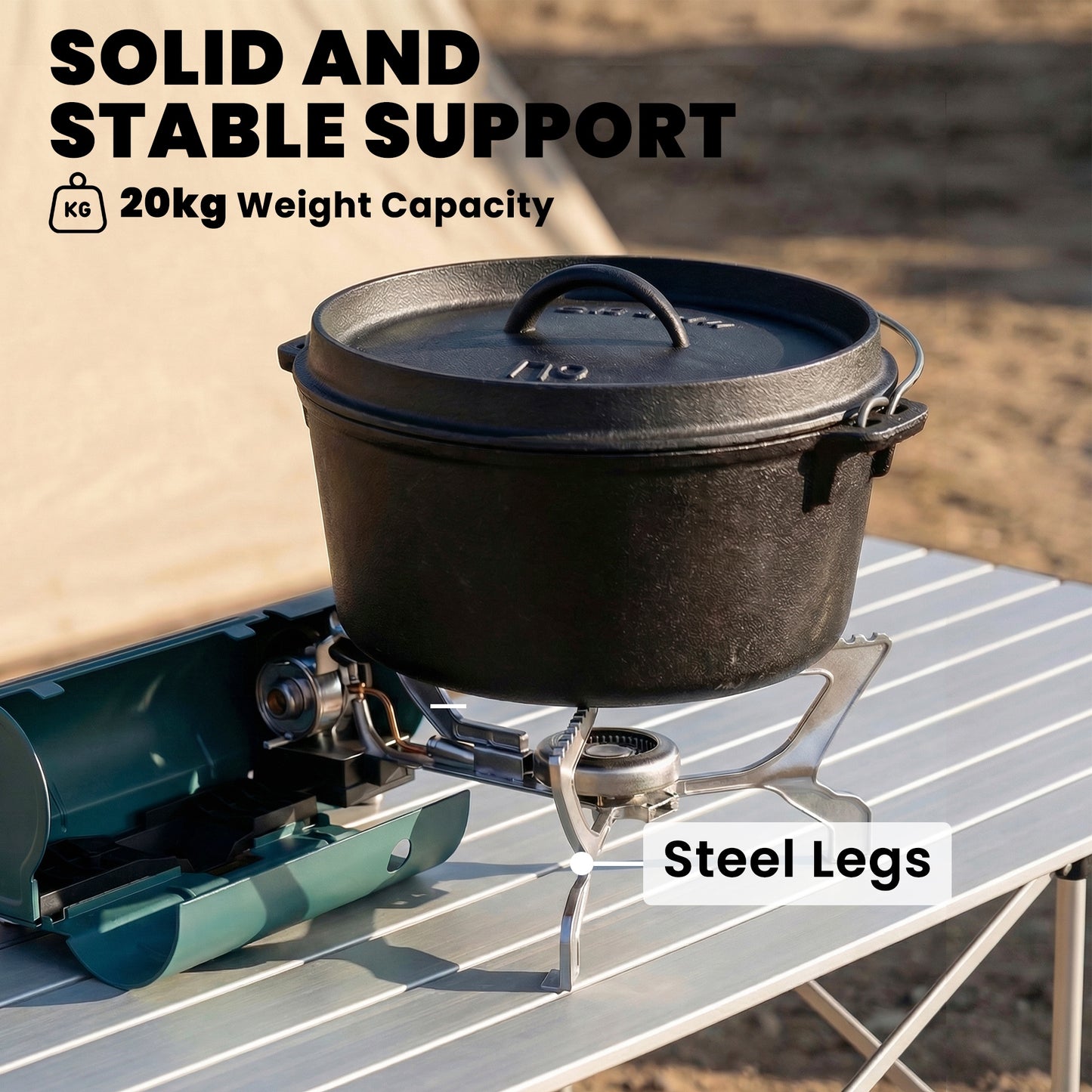 Camping Stove with Safety Shut-Off, Piezo Ignition Gas Stove Green