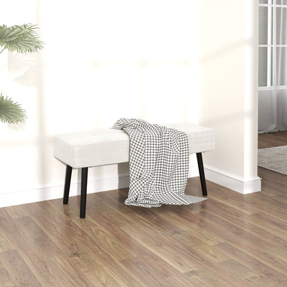 End of Bed Bench with Thick Padding for Entryway, Cream White