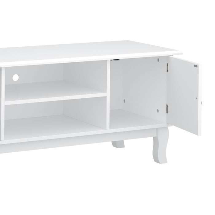 TV Stand Unit Corner Table, MDF-Ivory White