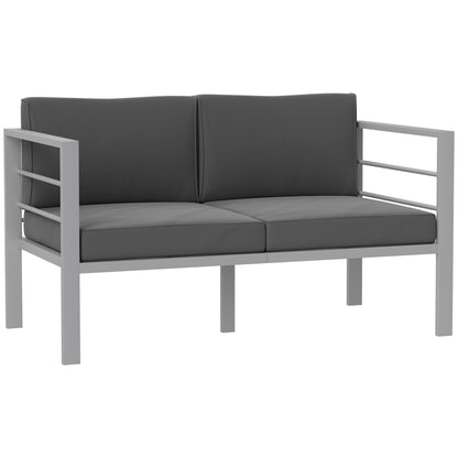 All-Weather Garden Loveseat with Removable Cushions, Charcoal Grey