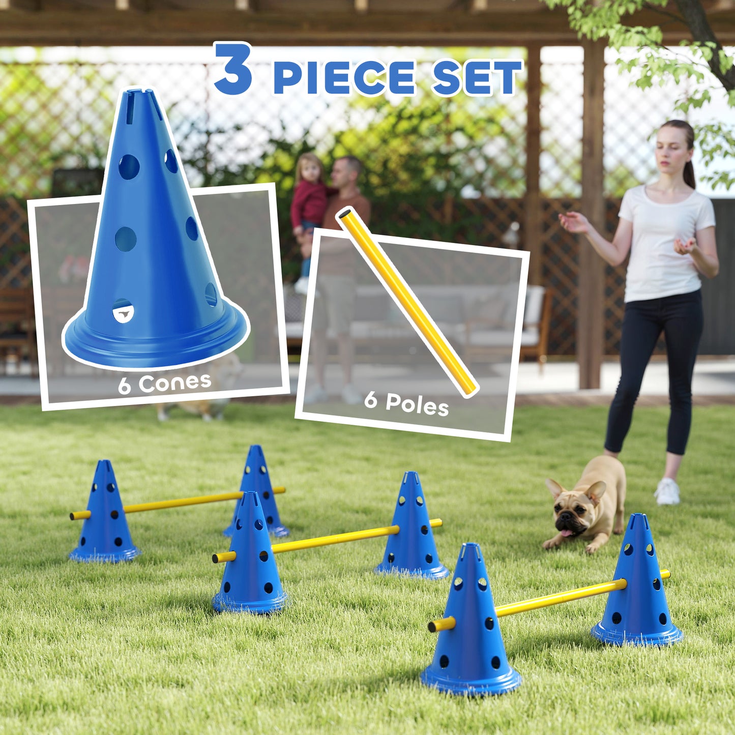 Dog Agility Equipment Set, Three-Piece Adjustable Height Jumping