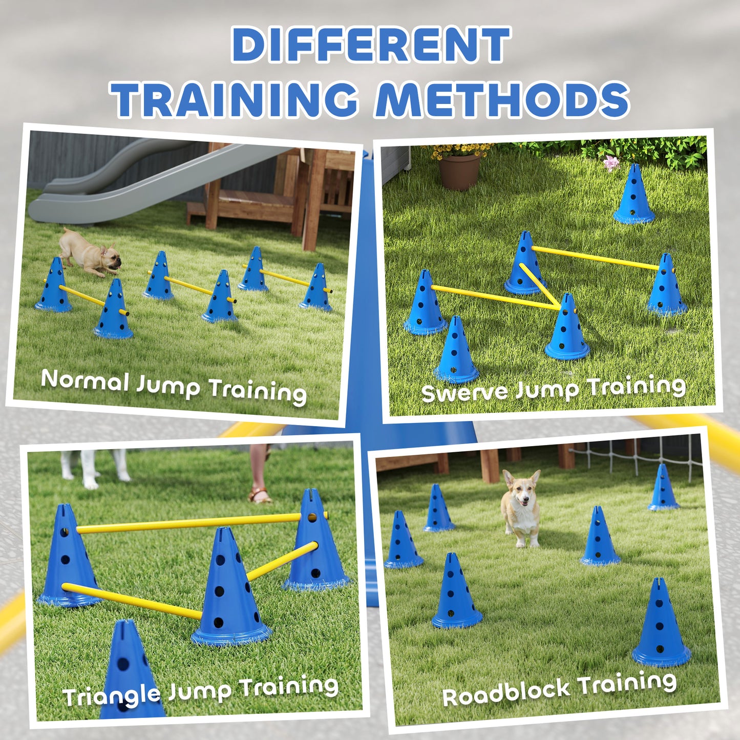 Dog Agility Equipment Set, Three-Piece Adjustable Height Jumping