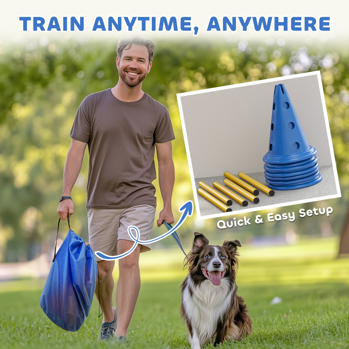 Dog Agility Equipment Set, Three-Piece Adjustable Height Jumping