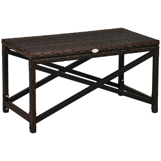 PE Wicker Outdoor Coffee Table, Rattan Side Table w/ Plastic Board