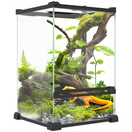 Glass Reptile Terrarium, 12L Vivarium for Lizards, Frogs, Snakes, Turtles