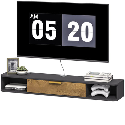 120 cm Floating TV Unit with Storage Entertainment Media Console Grey