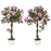 Set of 2 90cm Artificial Rose Tree, Fake Decorative Plant, Purple