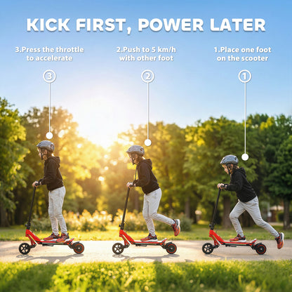 Electric Scooter for Kids, Foldable E Scooter for Age Age 6+ Red