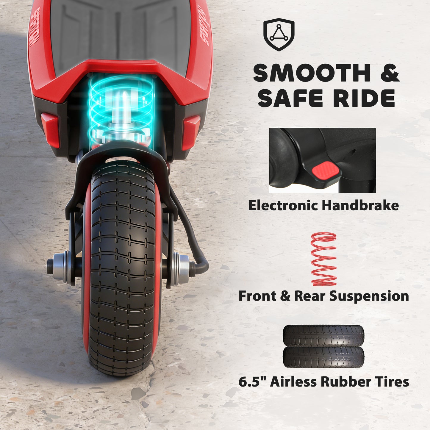 Electric Scooter for Kids, Foldable E Scooter for Age Age 6+ Red