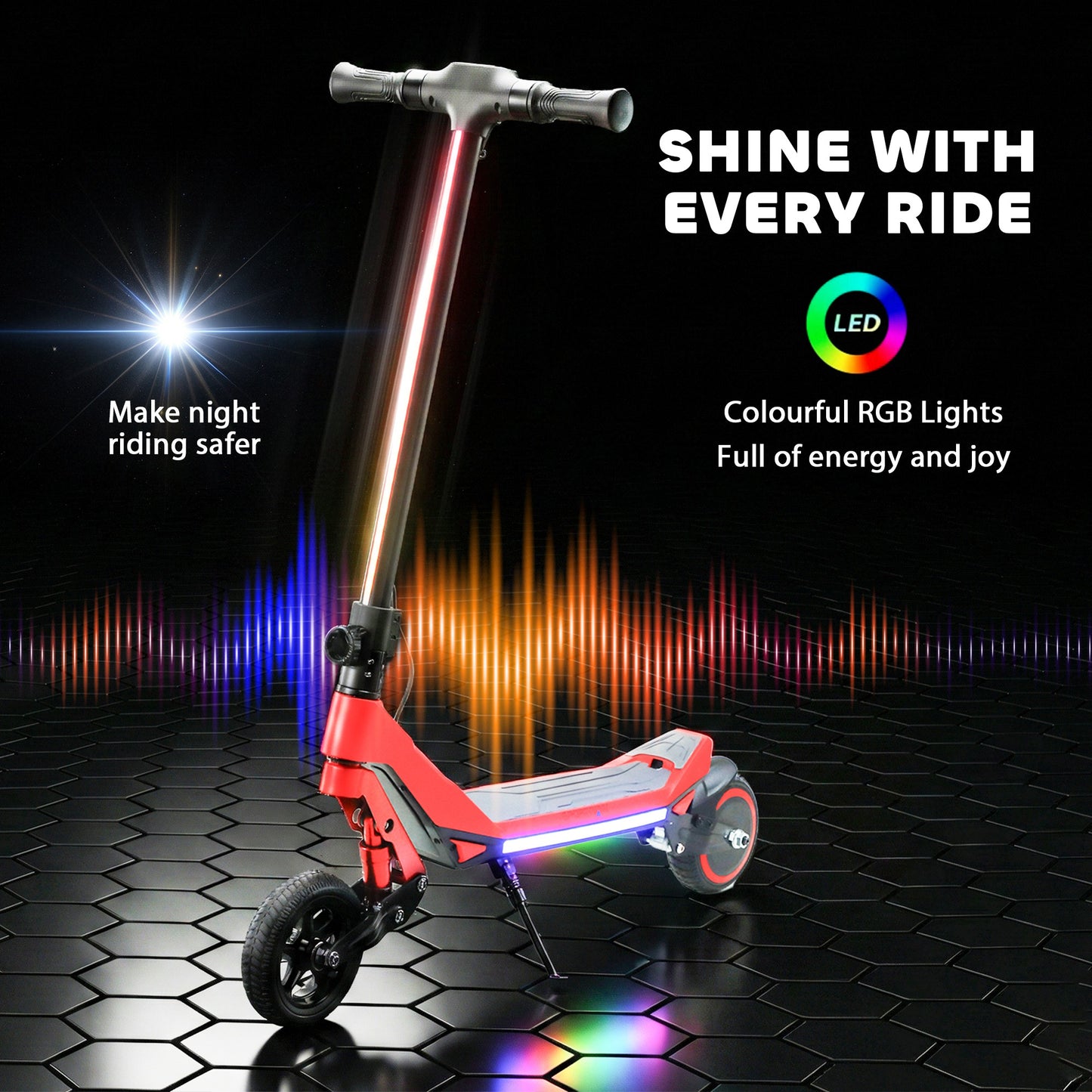 Electric Scooter for Kids, Foldable E Scooter for Age Age 6+ Red