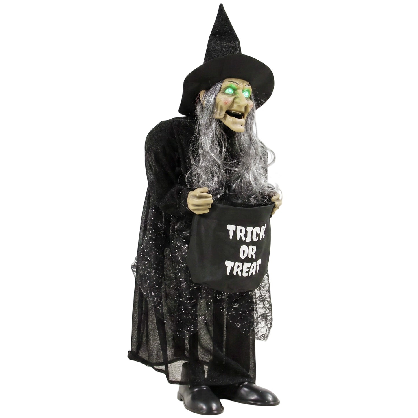 37" Animated Witch Halloween Decoration with Light Up Eyes for Party