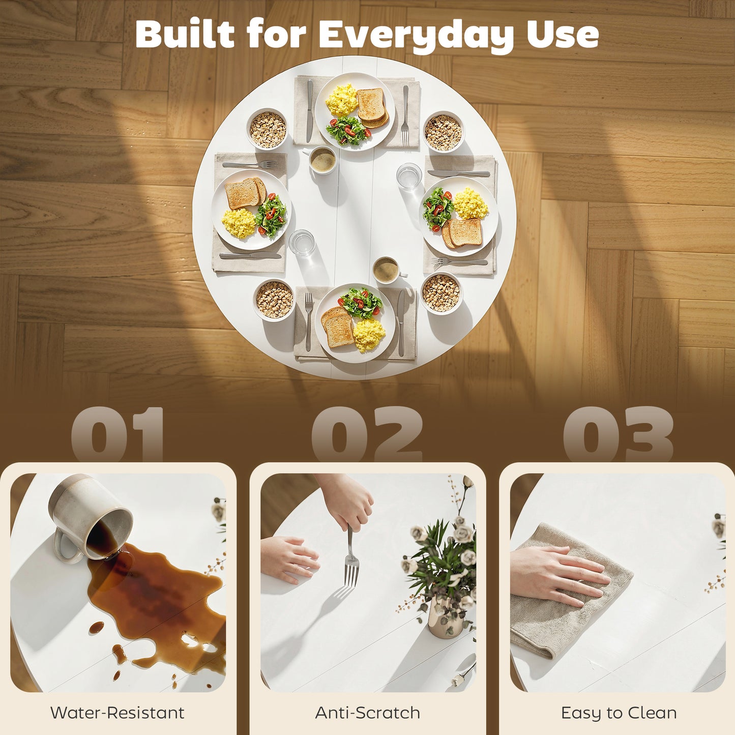 Folding Dining Table, Collapsible Drop Leaf Table for Small Spaces, Extendable Kitchen Table with Steel Frame, White