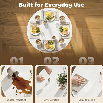 Folding Dining Table, Collapsible Drop Leaf Table for Small Spaces, Extendable Kitchen Table with Steel Frame, White