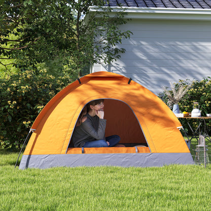 Camping Tent for 2 Person Dome Tent w/ Storage Pocket Orange