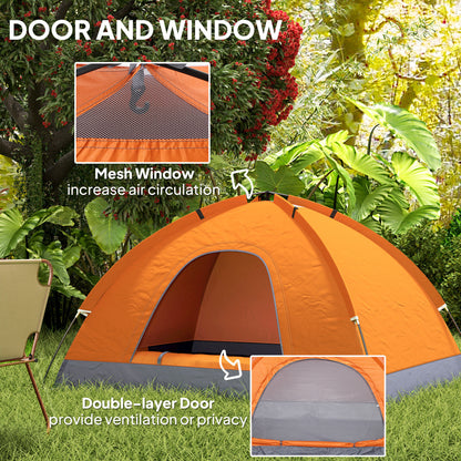 Camping Tent for 2 Person Dome Tent w/ Storage Pocket Orange