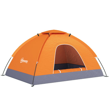 Camping Tent for 2 Person Dome Tent w/ Storage Pocket Orange