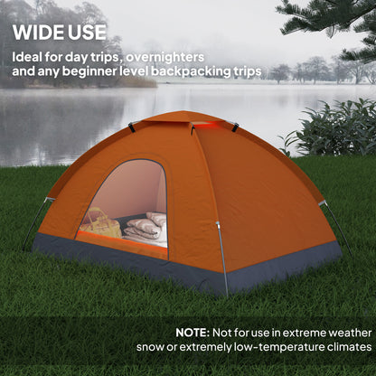 Camping Tent for 2 Person Dome Tent w/ Storage Pocket Orange