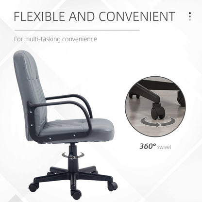 PU Leather Office Chair Swivel Home Mid-Back Computer Desk Chair, Grey