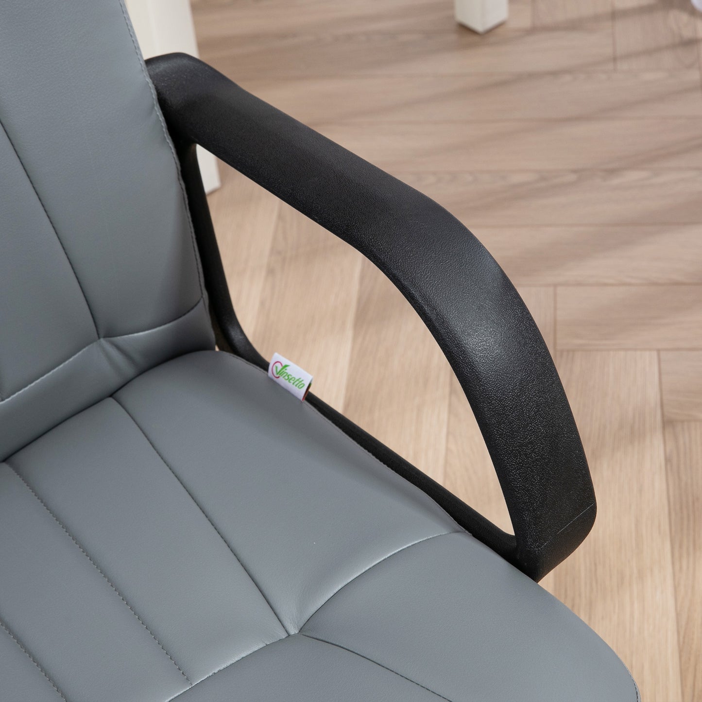 PU Leather Office Chair Swivel Home Mid-Back Computer Desk Chair, Grey