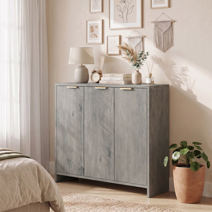 Sideboard with 3 Doors and Adjustable Shelves, Kitchen Cupboard, Grey