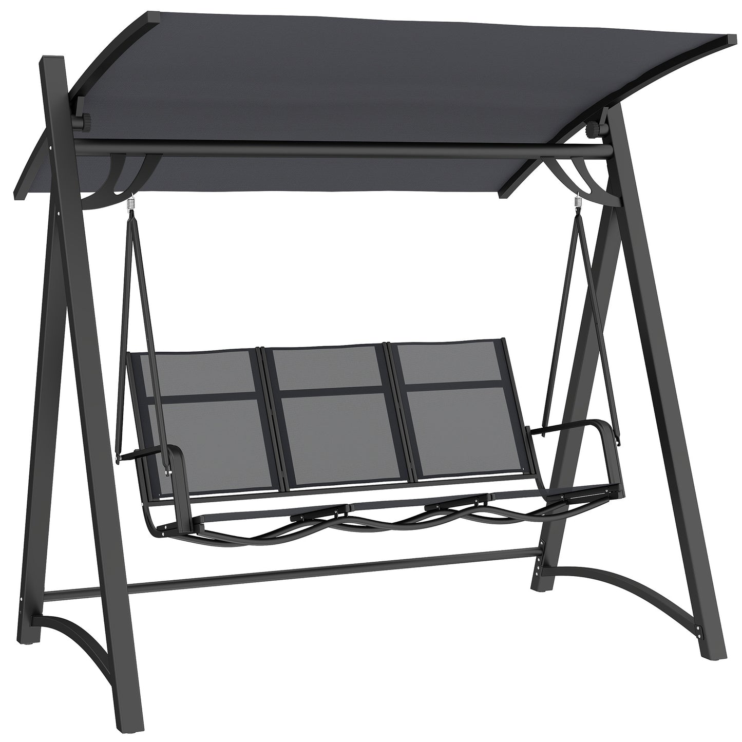 3 Seater Swing Chair, Garden Swing Bench with Adjustable Canopy