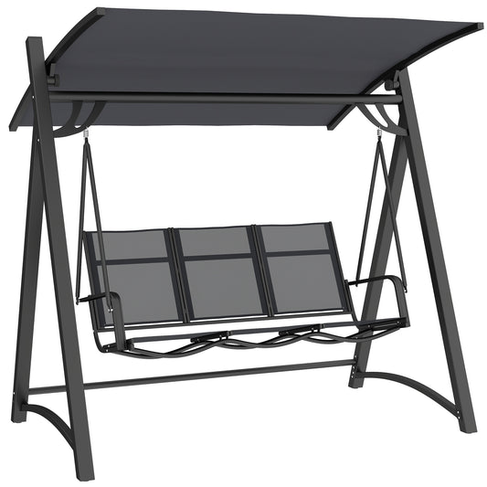 3 Seater Swing Chair, Garden Swing Bench with Adjustable Canopy