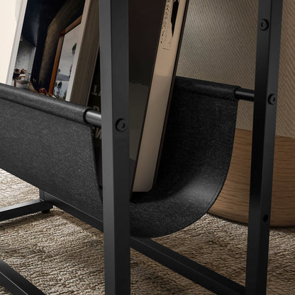 Narrow Side Table, End Table with 3-Tier Storage for Living Room