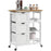 Rolling Kitchen Island Cart, Bar Serving Cart, Compact Trolley White