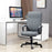 High-Back Home Office Chair, Linen Swivel Computer Chair with Adjustable Height and Tilt Function for Living Room, Bedroom, Study, Grey