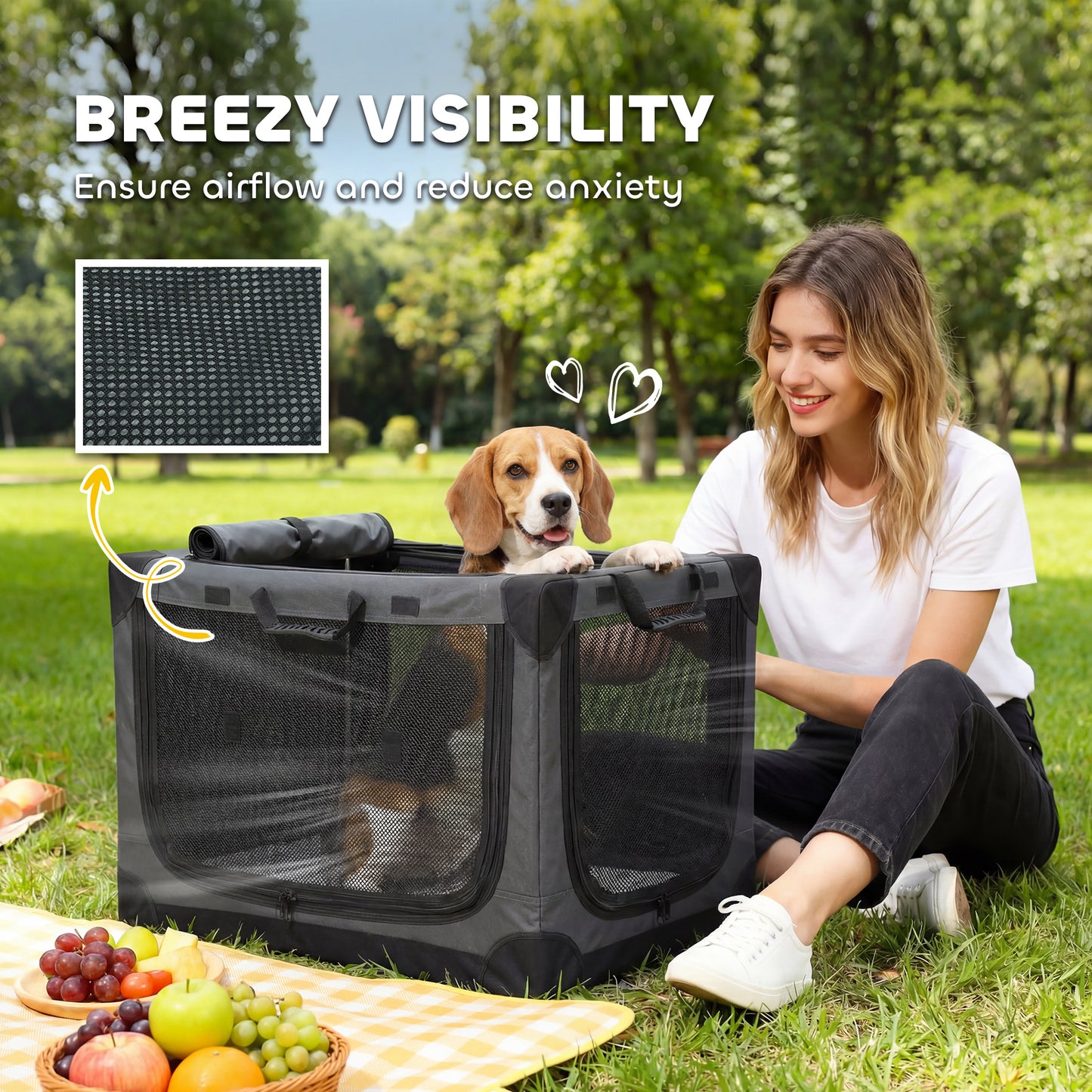 Collapsible Dog Crate Portable Pet Travel Carrier 76 x 54 x 54 cm
