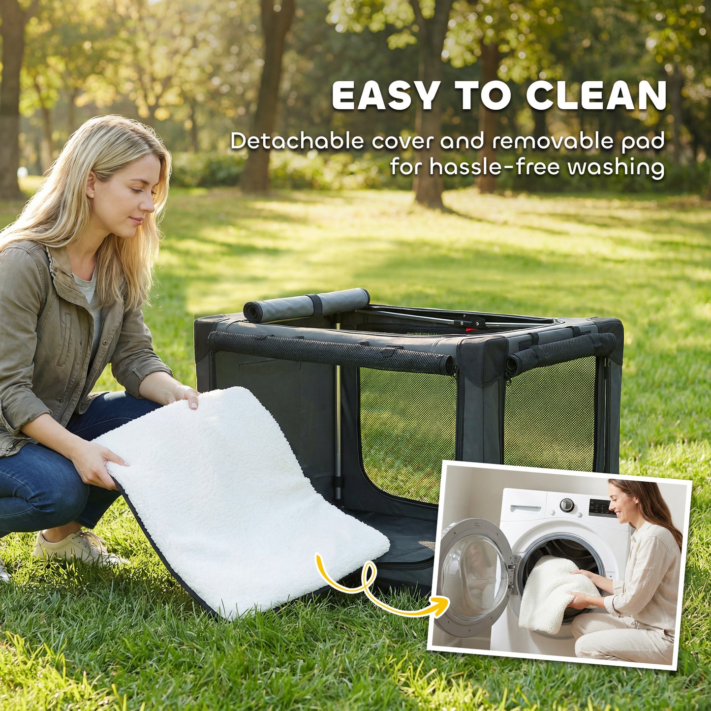 Collapsible Dog Crate Portable Pet Travel Carrier 76 x 54 x 54 cm