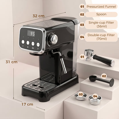 Espresso Machine with 20-Bar Pressure, Black