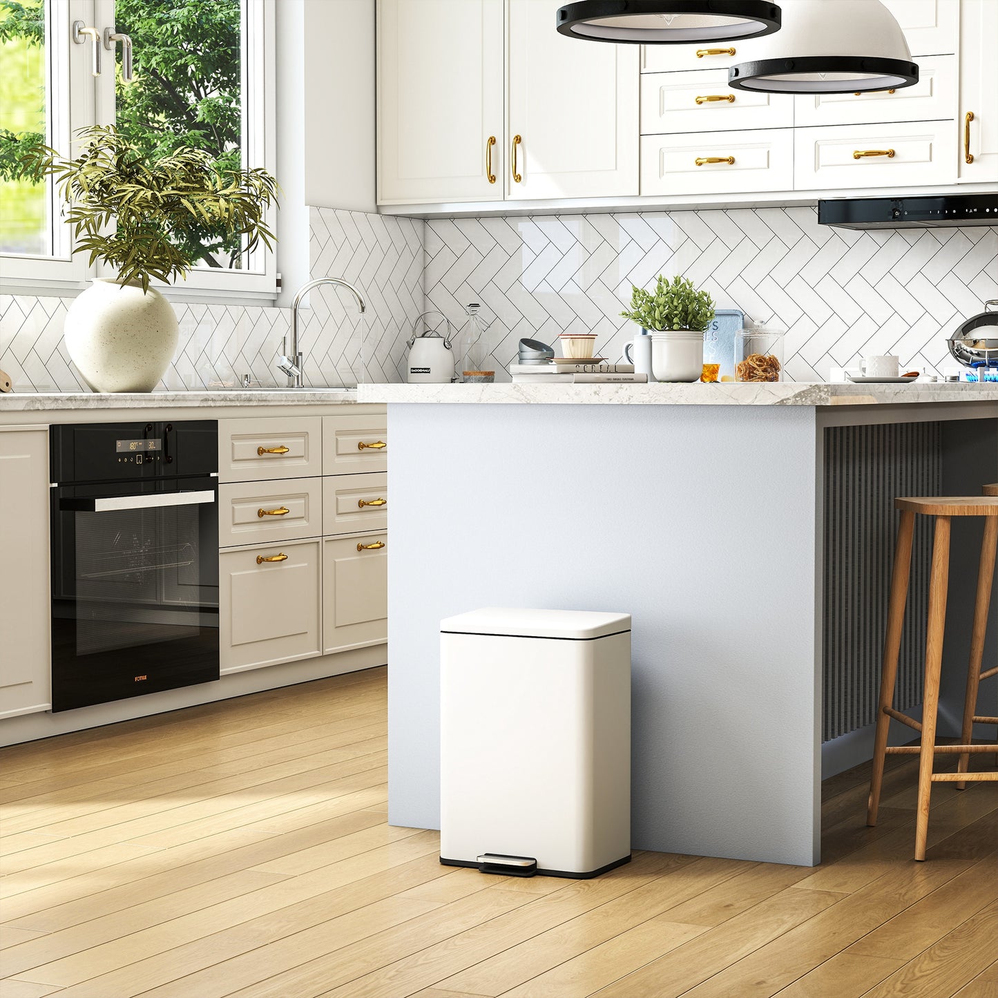 Pedal Bin with Soft-Close Lid, 20L Kitchen Bin for Home, Cream