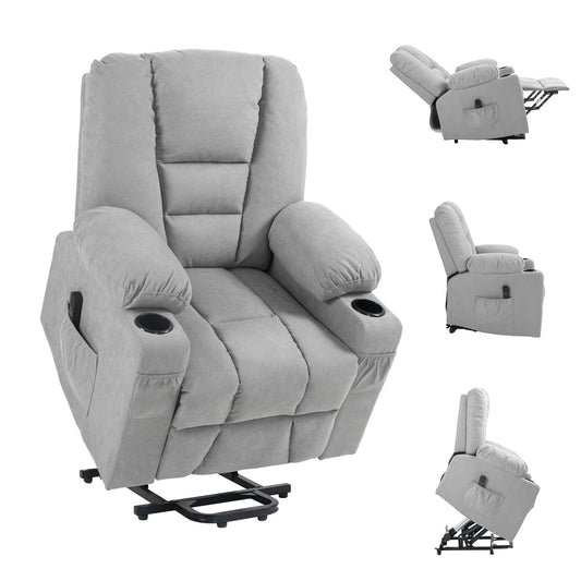 Riser and Recliner Chair w/ Remote, Lift Chair for Elderly, Light Grey