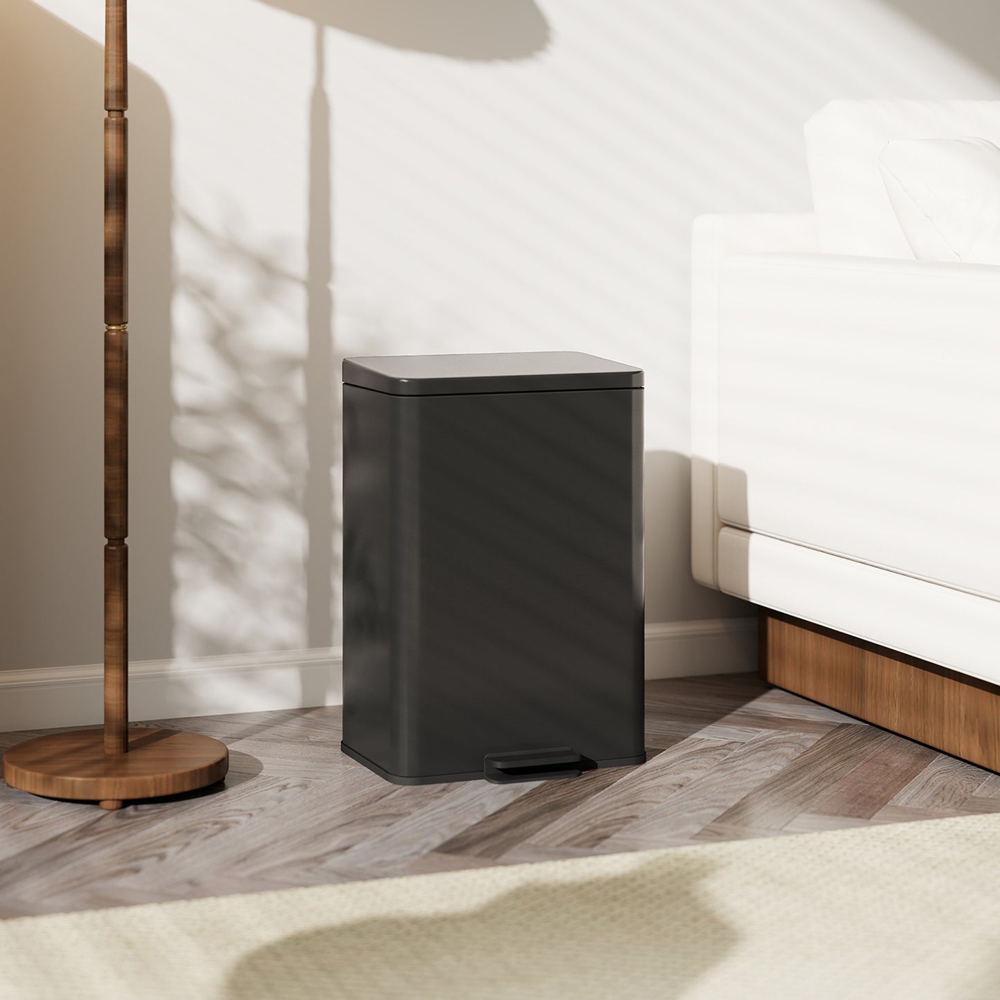 Pedal Bin with Soft-Close Lid, 20L Kitchen Bin for Home, Matte Black