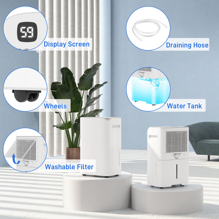 20L/Day Small Dehumidifier for Home Damp Laundry, with 24H Timer