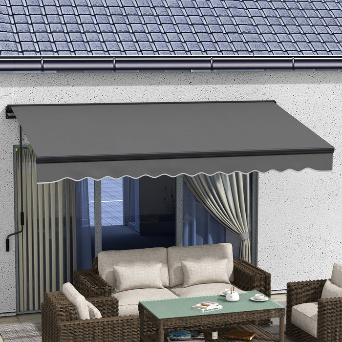 3.5 x 2.5m Aluminium Frame Electric Awning, Retractable Awning Sun Canopies for Patio Door Window, Grey