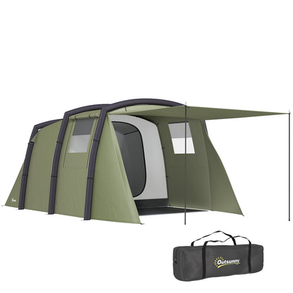 Inflatable 3-4 Man Tunnel Tent w/ Pump, Living Area, Olive Green