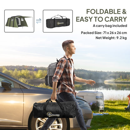 Inflatable 3-4 Man Tunnel Tent w/ Pump, Living Area, Olive Green