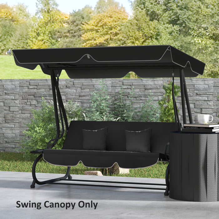 Waterproof Garden Swing Canopy Replacement 3 Seater, Black