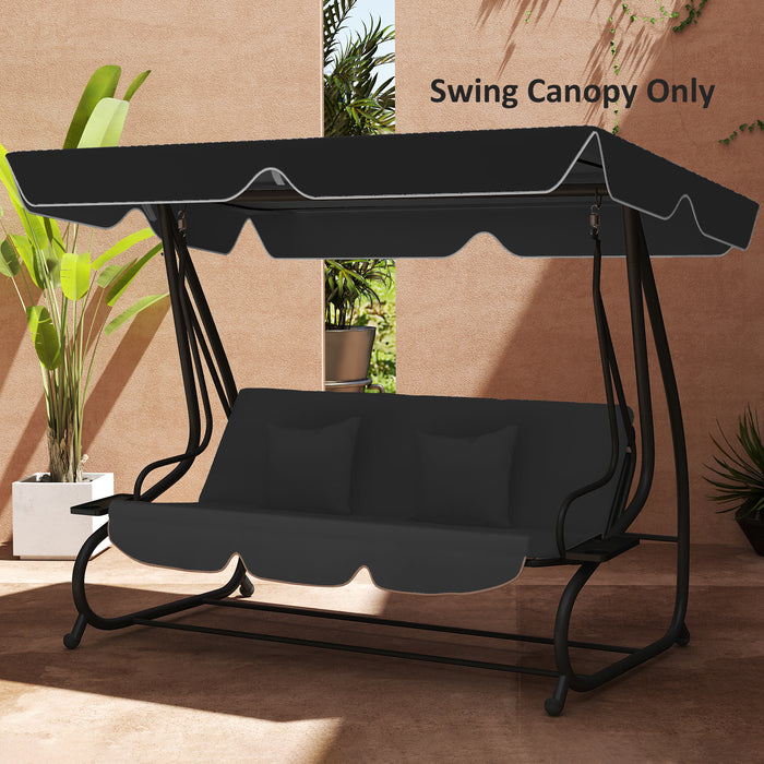 Waterproof Garden Swing Canopy Replacement 3 Seater, Black