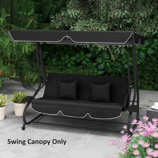 Waterproof Garden Swing Canopy Replacement 3 Seater, Black