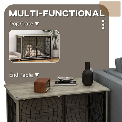 37" Dog Crate Furniture End Table w/ Cushion for Large Dogs